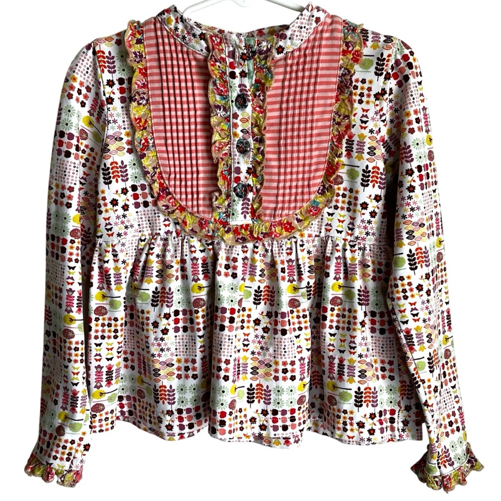 Matilda Jane Friends Forever Cornelia Libby Floral Ruffle Peasant Top Size 4